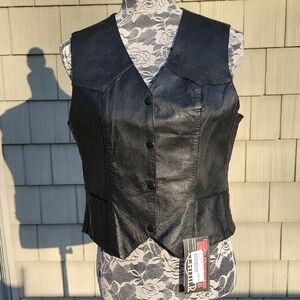 Classic Women's Black Leather Vest